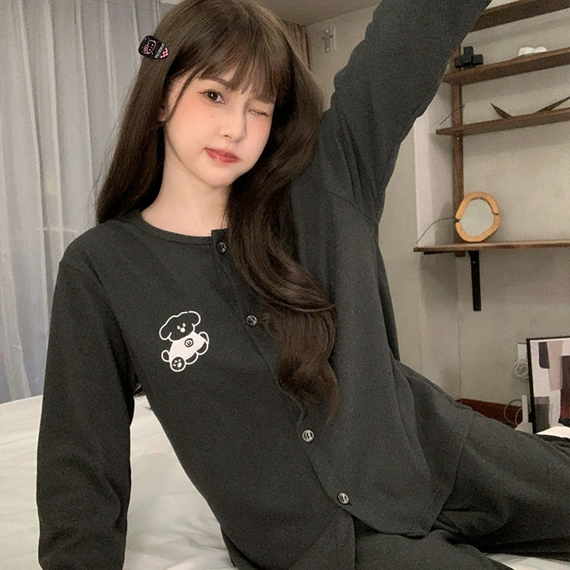 德绒保暖睡衣女款秋冬季2025年新款高级感卡通长袖开衫家居服套装