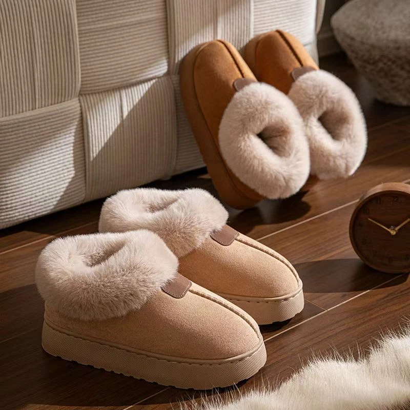 包跟棉鞋女秋冬时尚高帮保暖毛绒情侣款棉鞋家居外穿防冻冬天