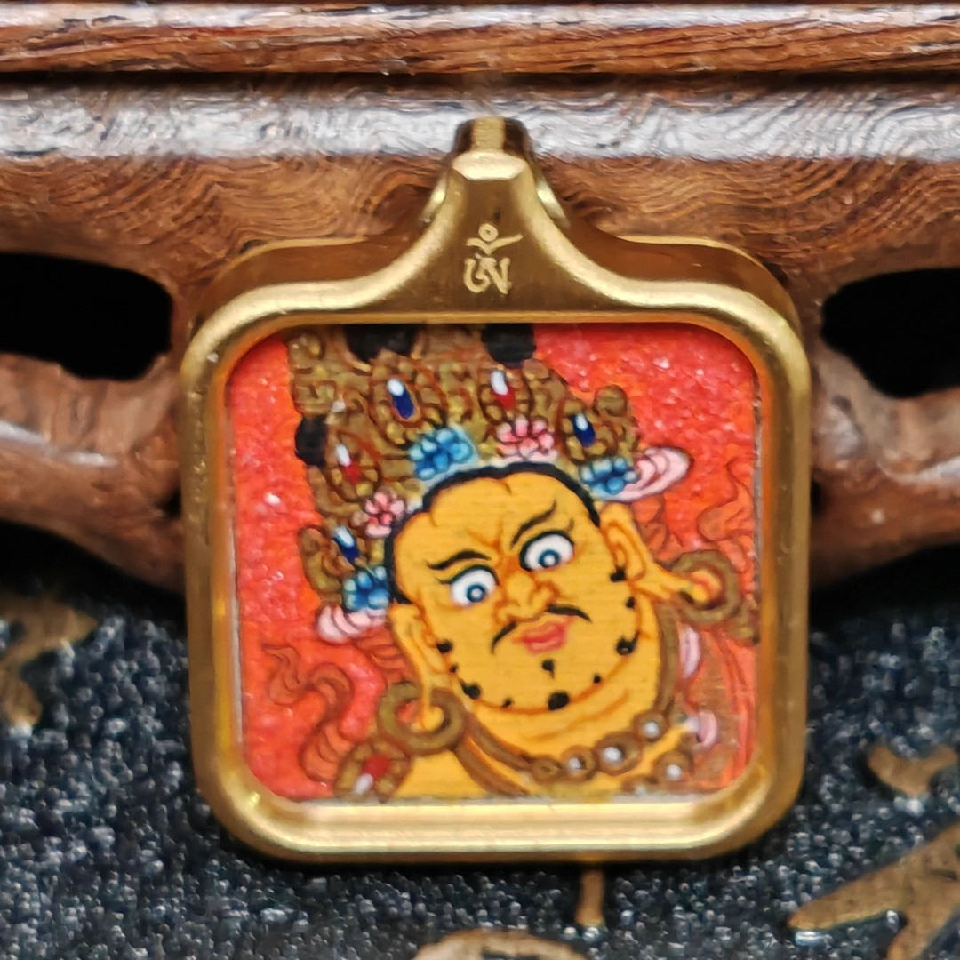 纯手绘唐卡 2*2cm黄财神