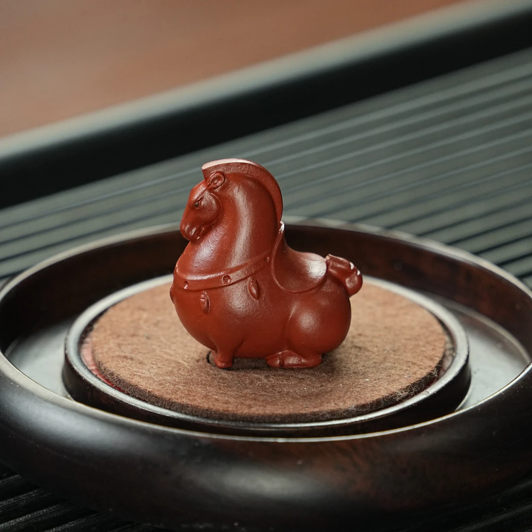 宜兴全手工紫砂茶具 原矿大红袍紫砂泥料骏马茶宠摆件 Q