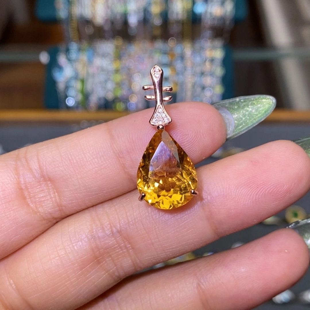 银S925镶嵌吊坠(赠链)黄晶