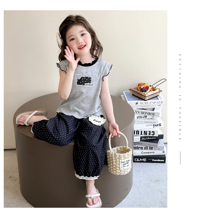 女童夏季小童韩版短袖套装时尚新款洋气儿童网红时髦两件套