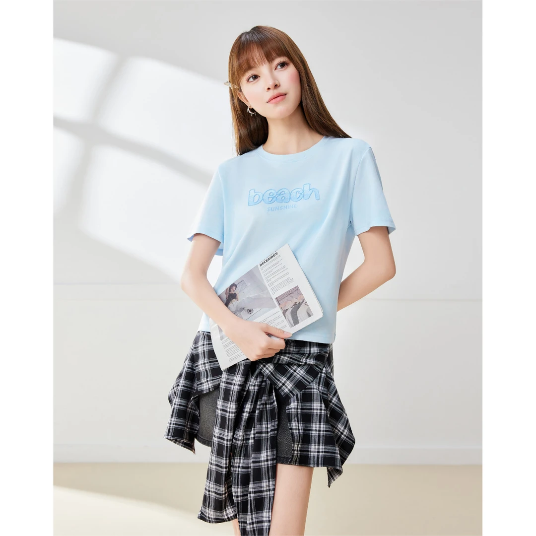 IEF/爱依服短袖上衣2025夏季新款韩版休闲通勤气质设计感百搭T恤