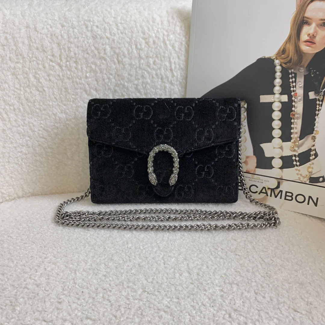 99新 GUCCI/古驰 壹臻/黑丝绒老花钻扣酒神woc 24240481/12期分期