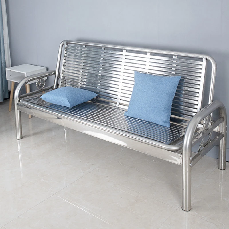 加厚304不锈钢庭院椅大方管长排椅沙发床可折叠多功能两用户外凳