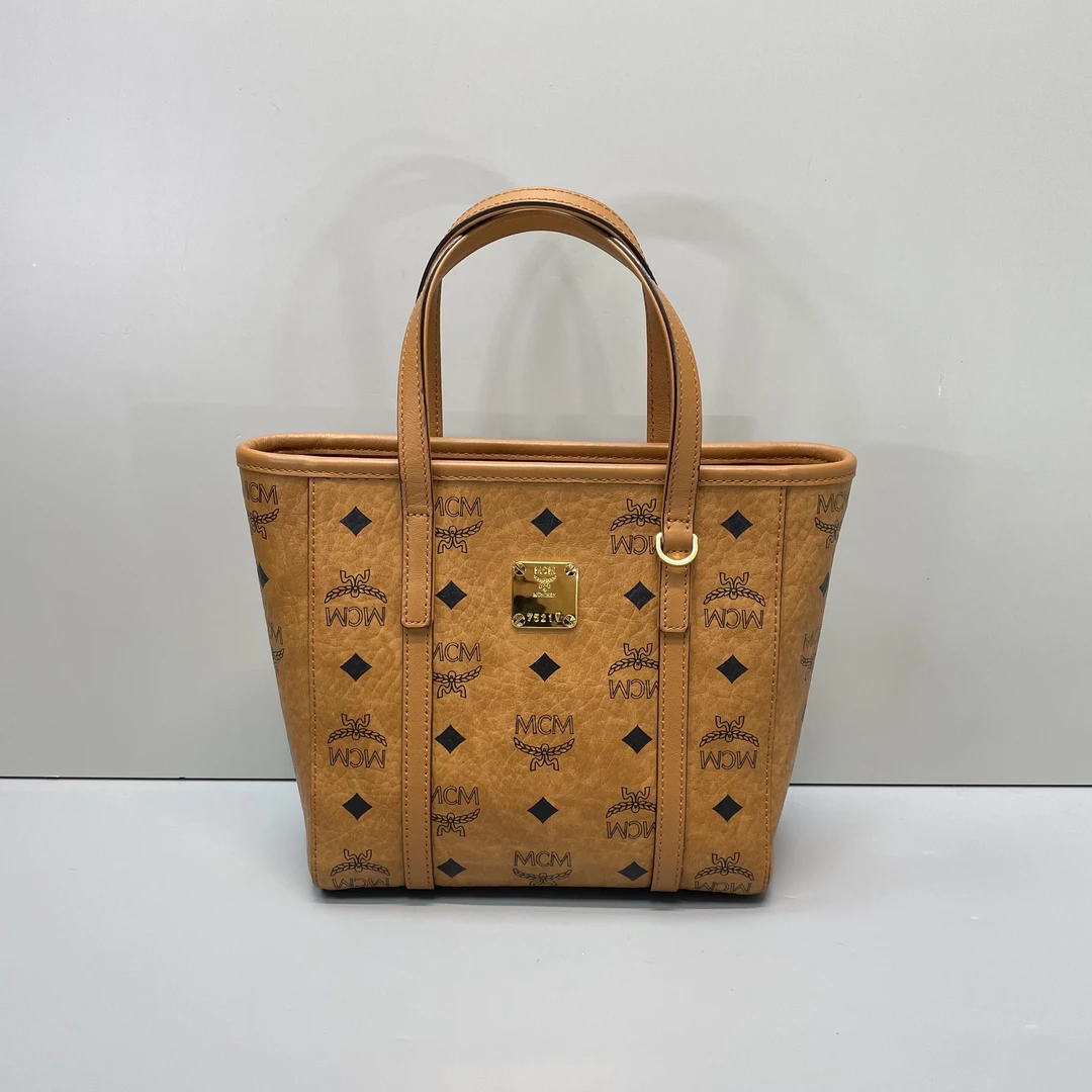 95新 MCM 媚姐/mcm干邑色小号菜篮子19*19*9cmG011106