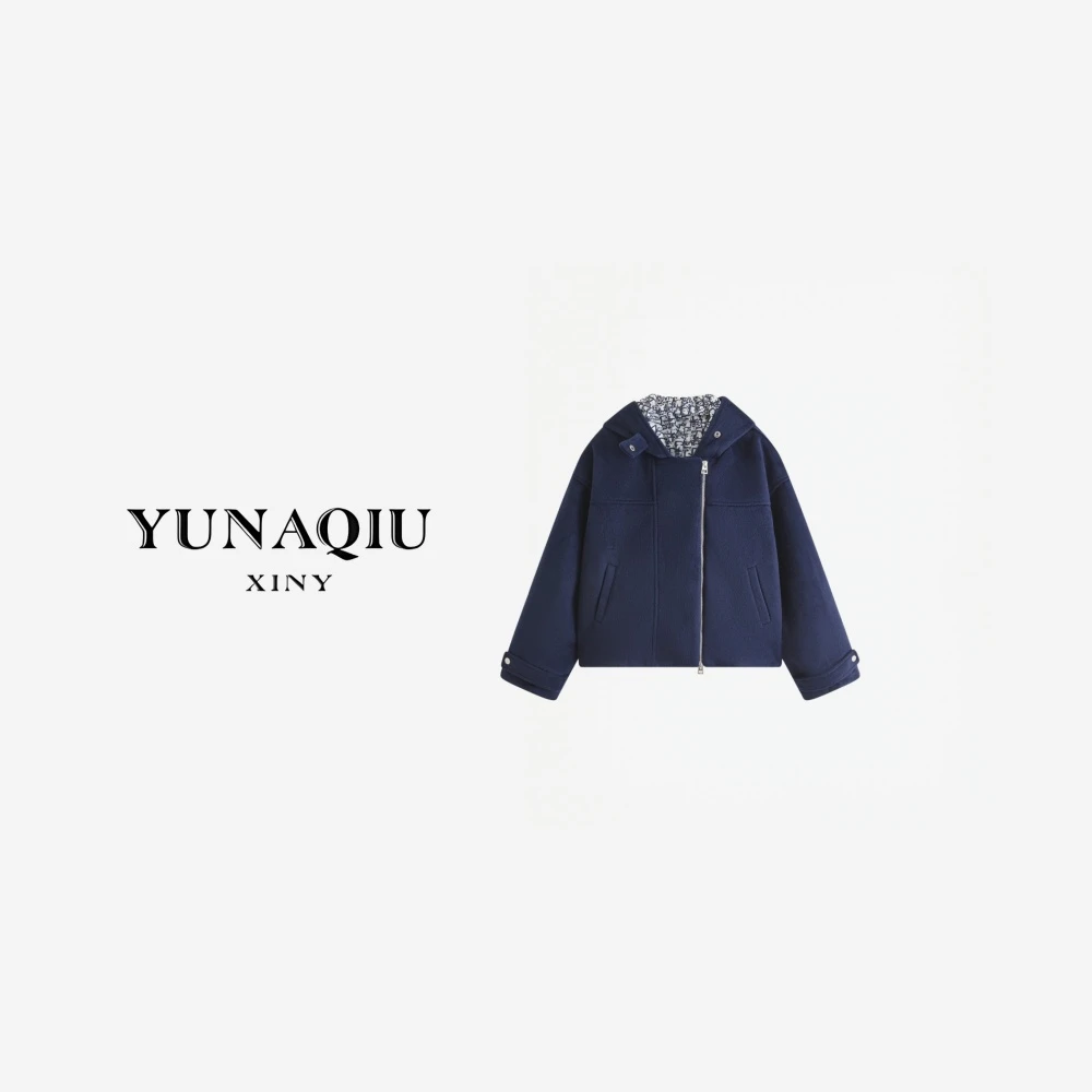 YUNAQIU-长袖时尚休闲女士连帽简约秋冬外套-9666
