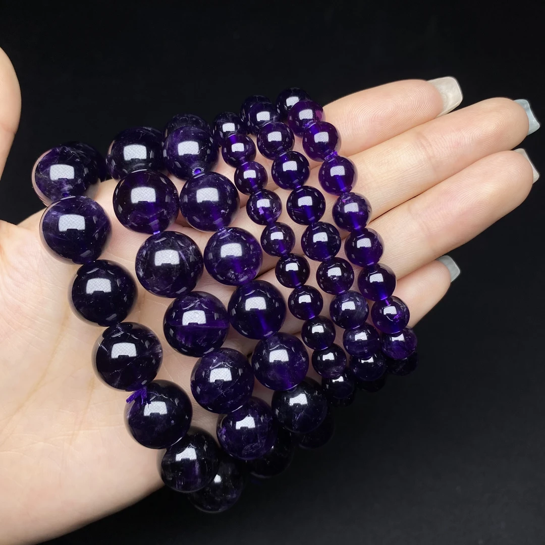 y48 天然乌拉圭紫水晶手链7-13mm+多样性发一