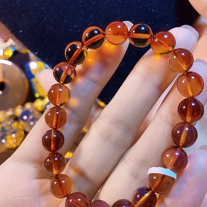 蓝珀未镶嵌珠宝奇石墨西哥红蓝手串8