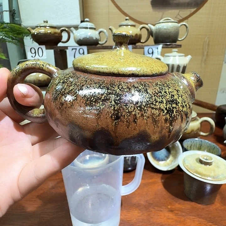 冷***夜建水紫陶泥柴烧壶