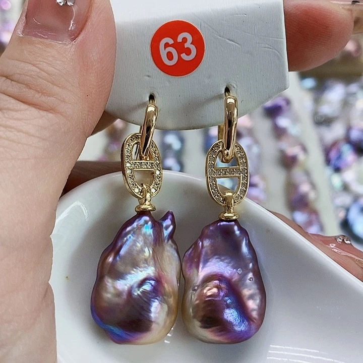 银S925镶嵌耳饰淡水珍珠