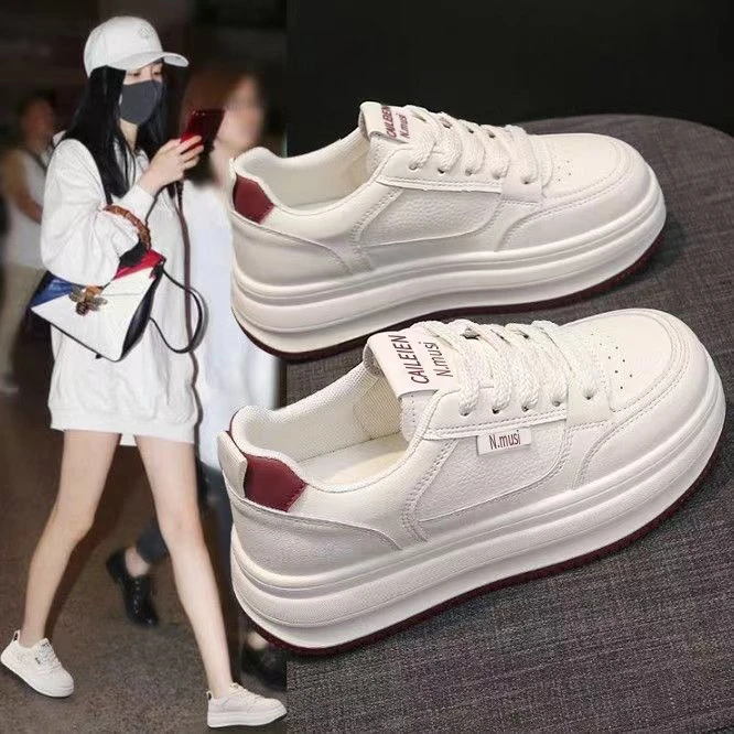 厚底小白鞋女新款松糕春秋女鞋运动透气学生休闲软底增高板鞋B309