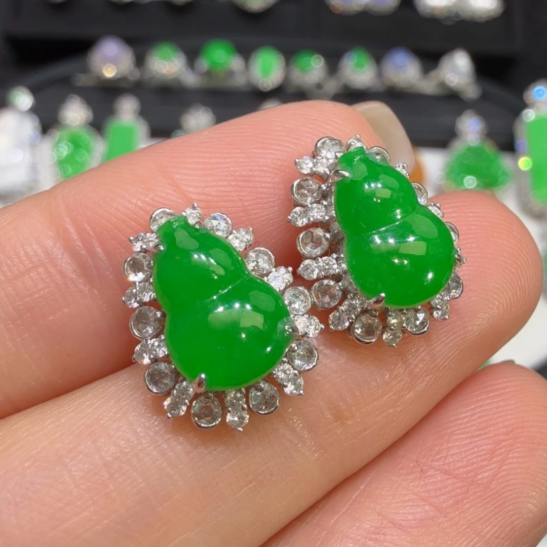 翡翠18K金镶嵌耳饰收到货48小时鉴赏期