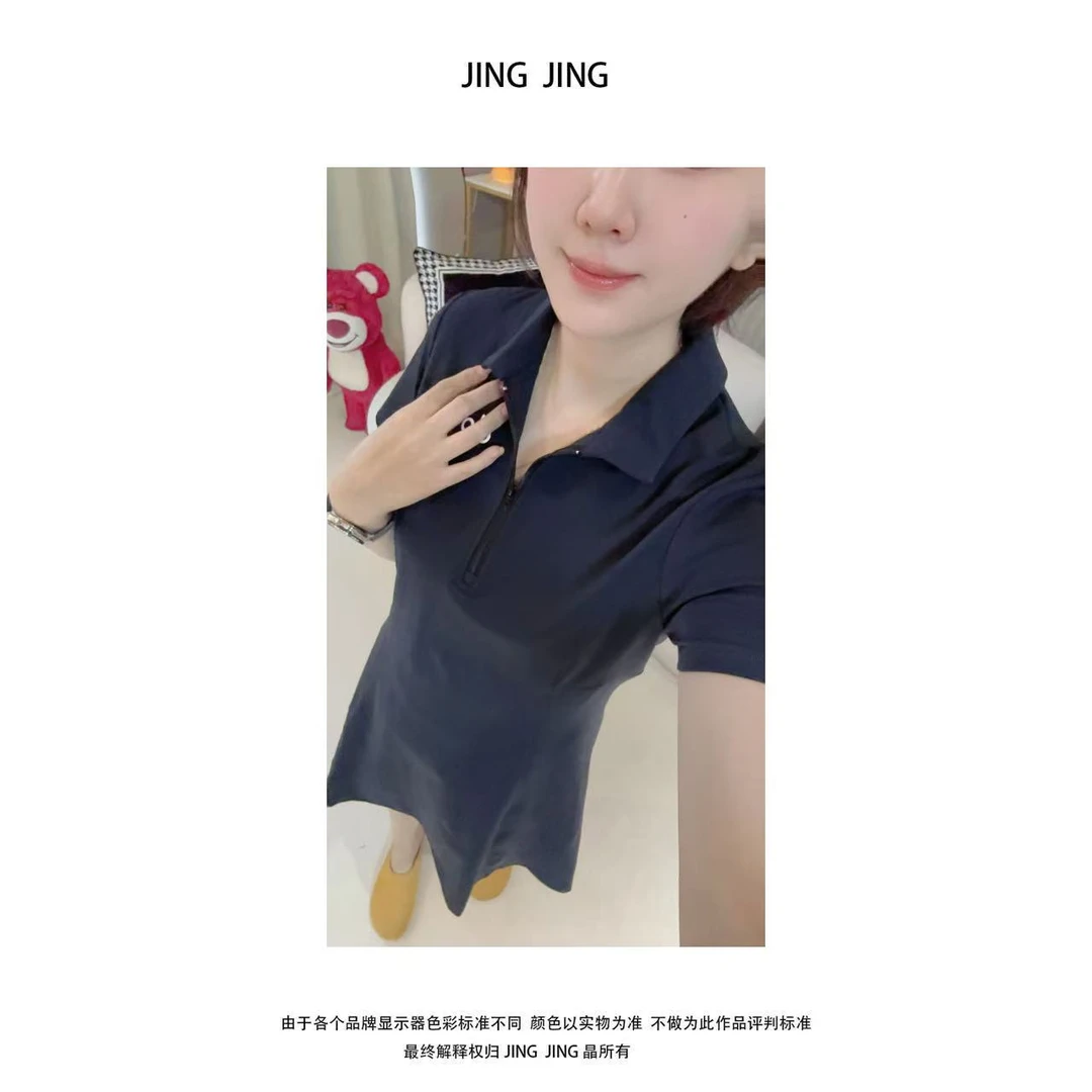 JING JING推荐【AO藏青连衣裙】2025春夏连衣裙女款夏季