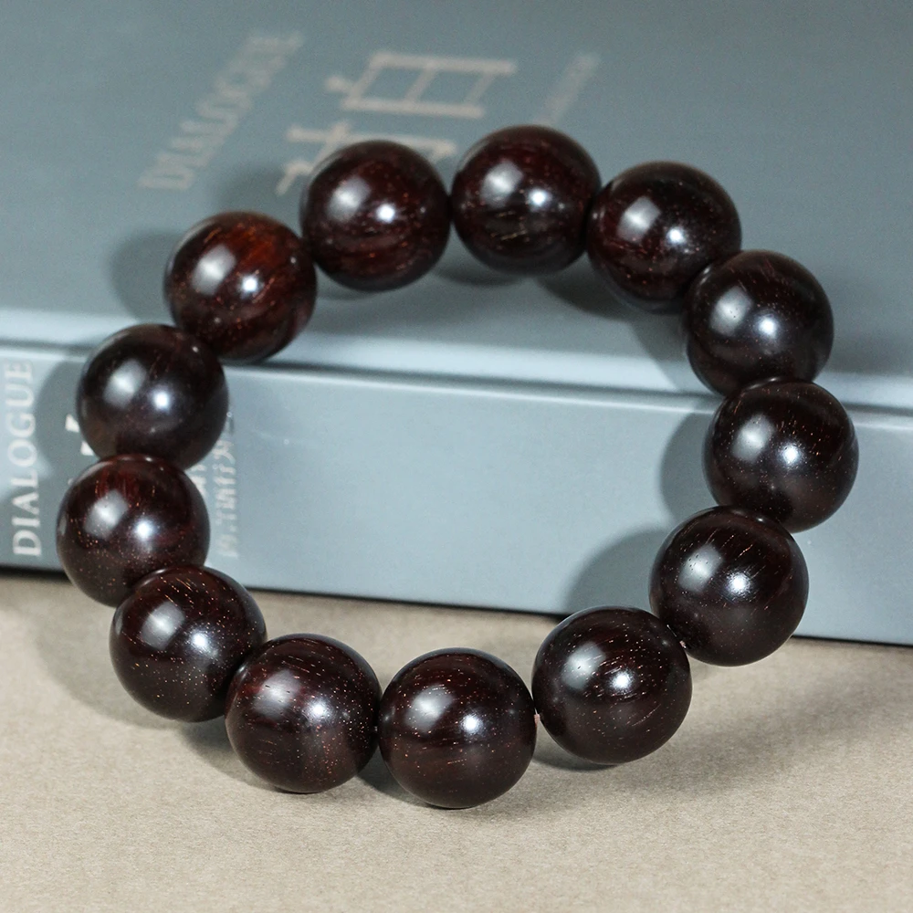 原汁原味印度小叶紫檀1.8*13颗多金星泥料拆房老料手串