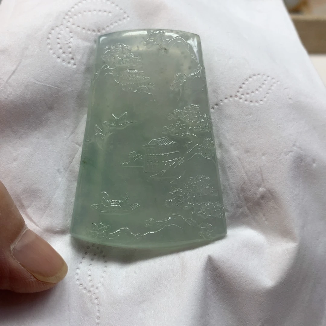 未镶嵌定制翡翠山水 毛货 无鉴赏期