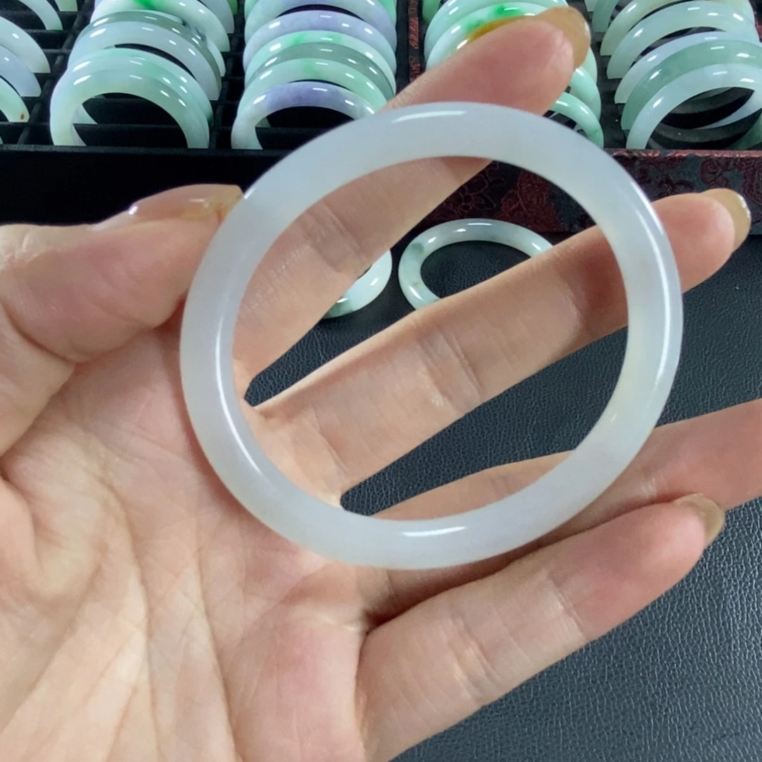 翡翠未镶嵌手镯天然翡翠手镯54贵妃圆条