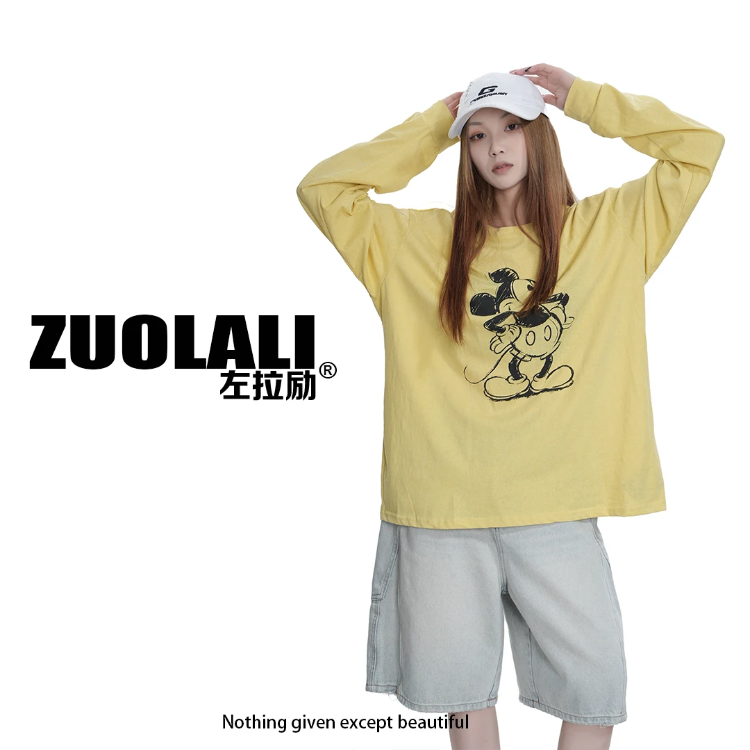 ZUOLALI/左拉励【米奇罩衫】宽松长袖衫夏季休闲T恤百搭显瘦上衣