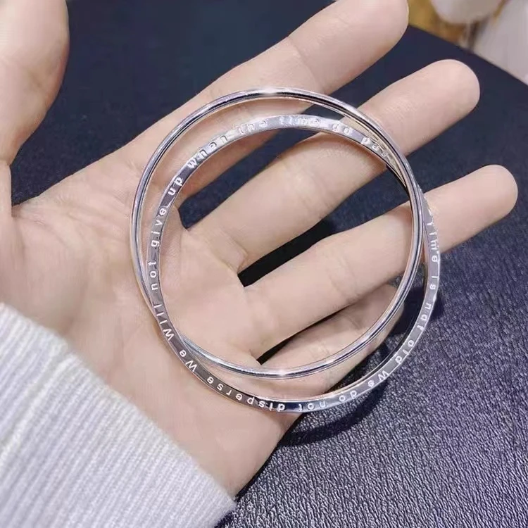 足银手镯 足银双环四叶草手镯CL059