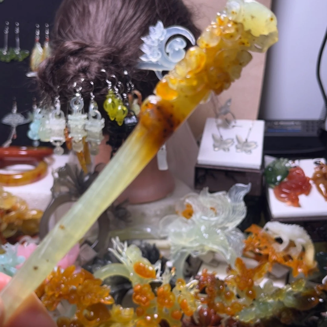 【闪购商品】未镶嵌蛇纹石玉发饰