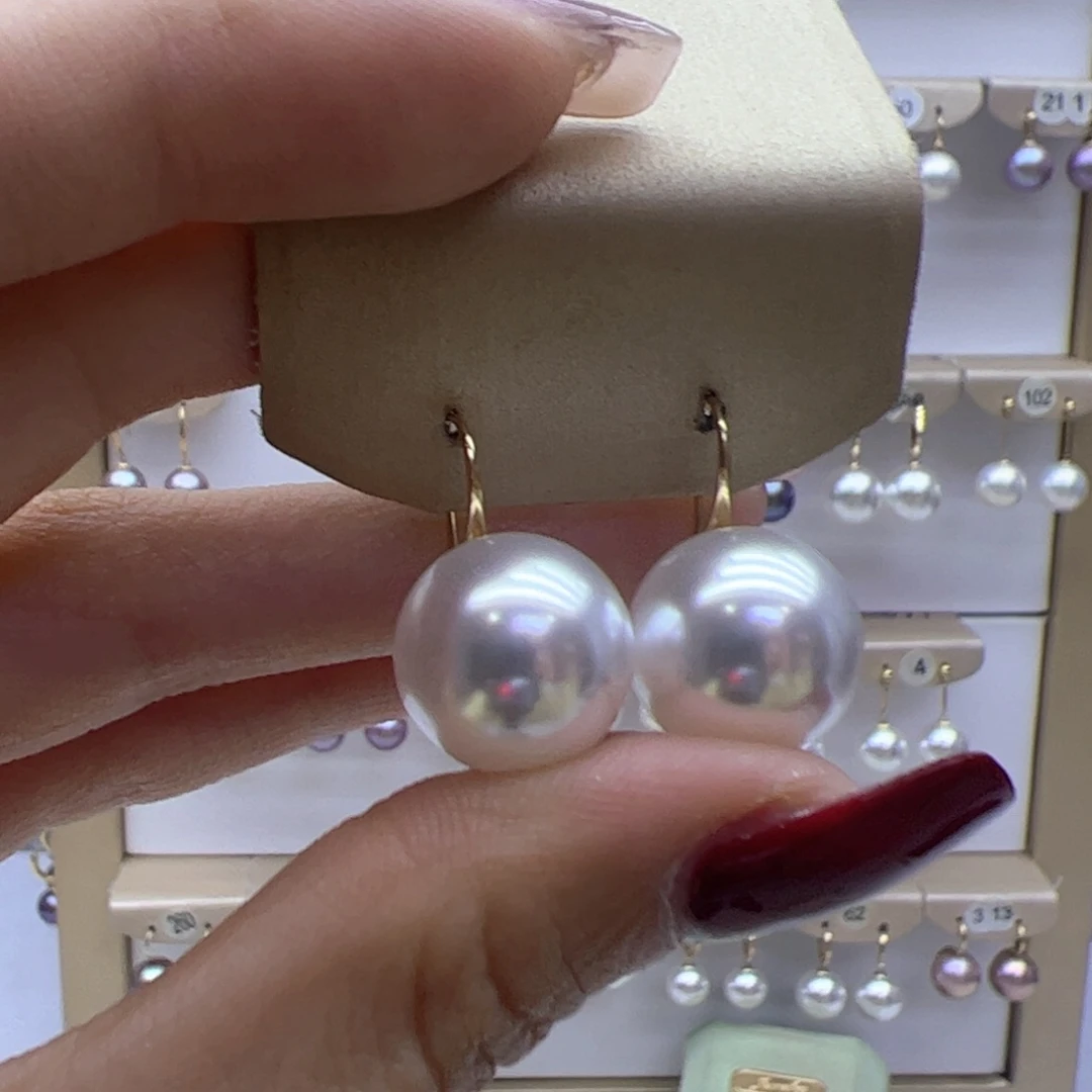 淡水珍珠耳饰18K金镶嵌