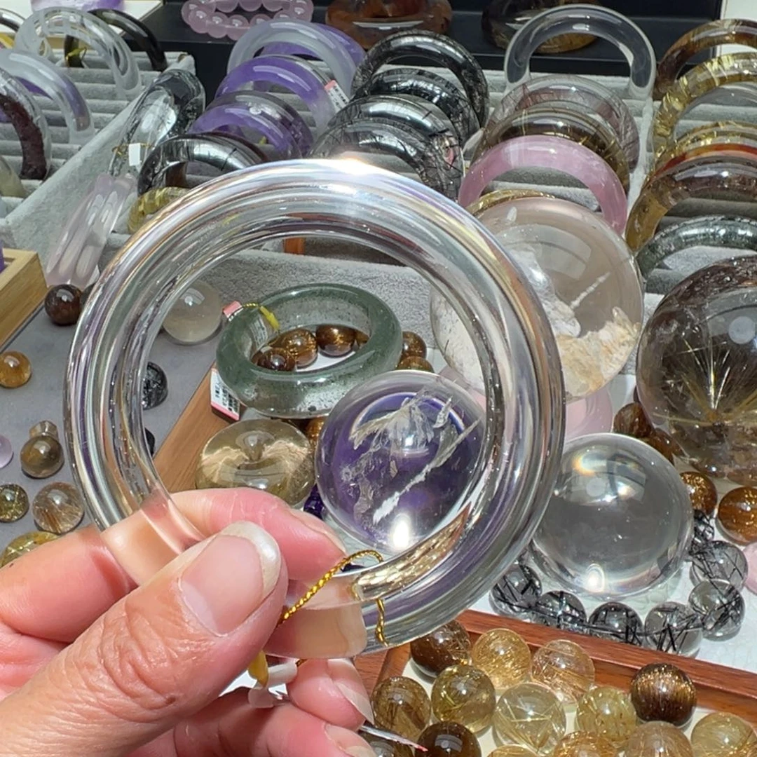 未镶嵌手镯水晶天然白水晶手镯55口径