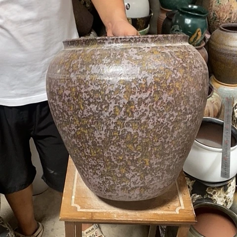 紫砂花盆口26高度34铁锈