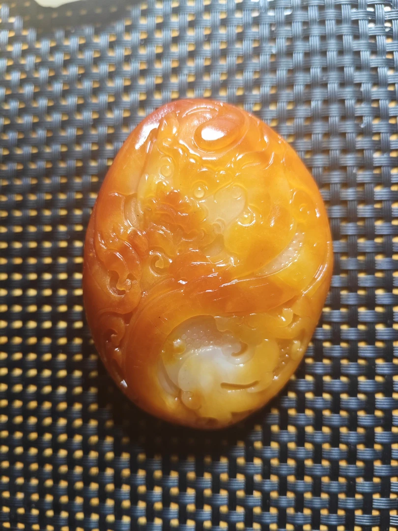 精品和田玉龙凤呈祥大小手把温润有质感