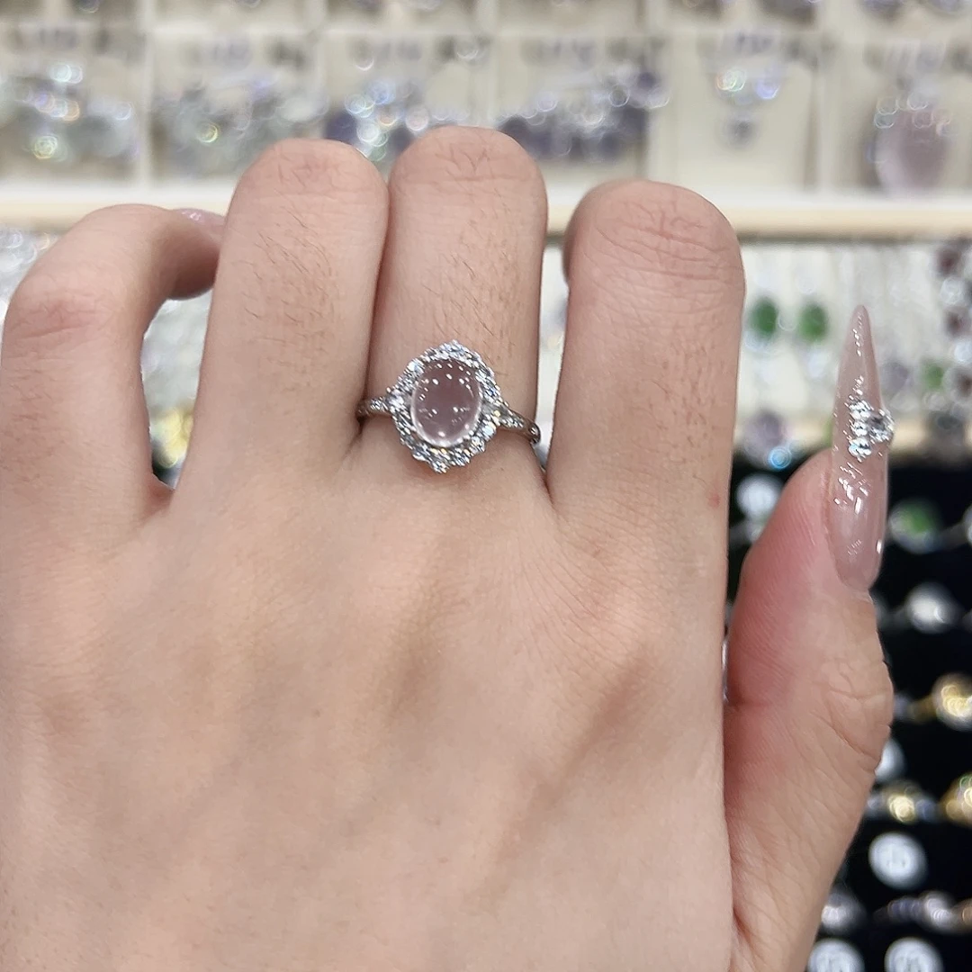 戒指银S925镶嵌芙蓉石