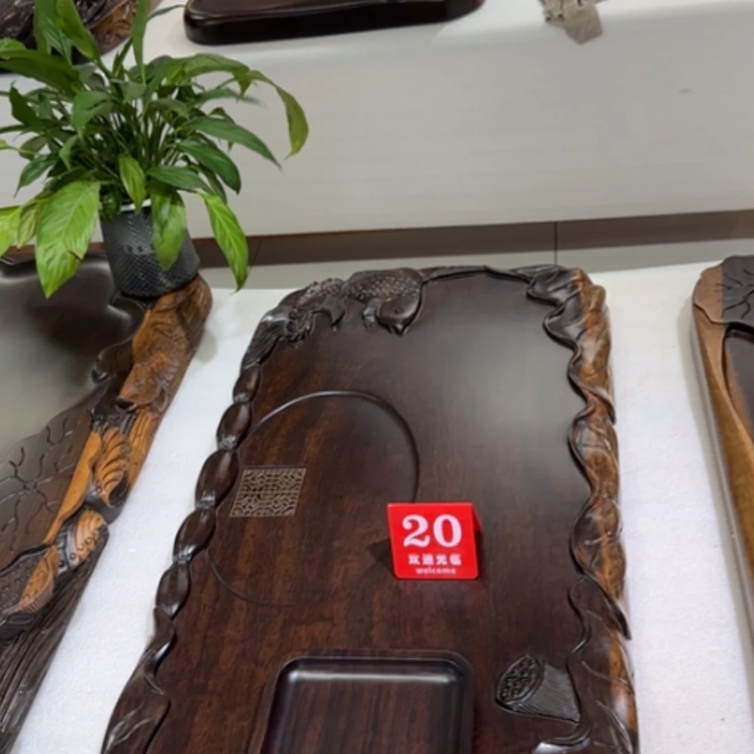 【闪购商品】非洲莫桑比克黑檀木茶盘78-46