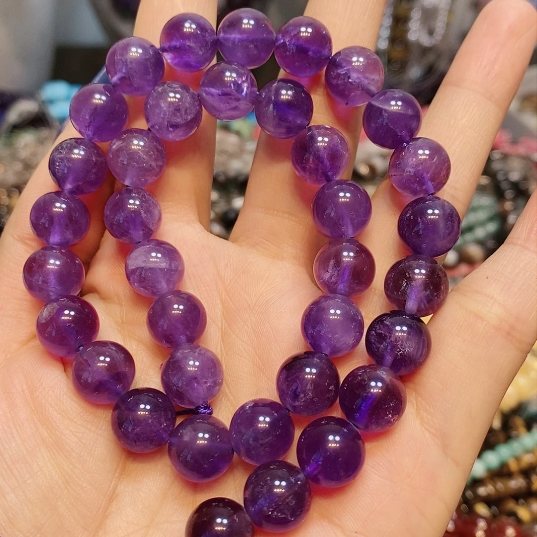 玛瑙/玉髓散珠天然紫水晶10mm一条