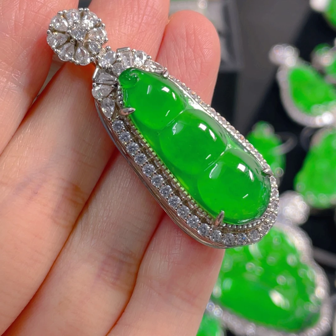 翡翠银S925镶嵌吊坠(不含链)