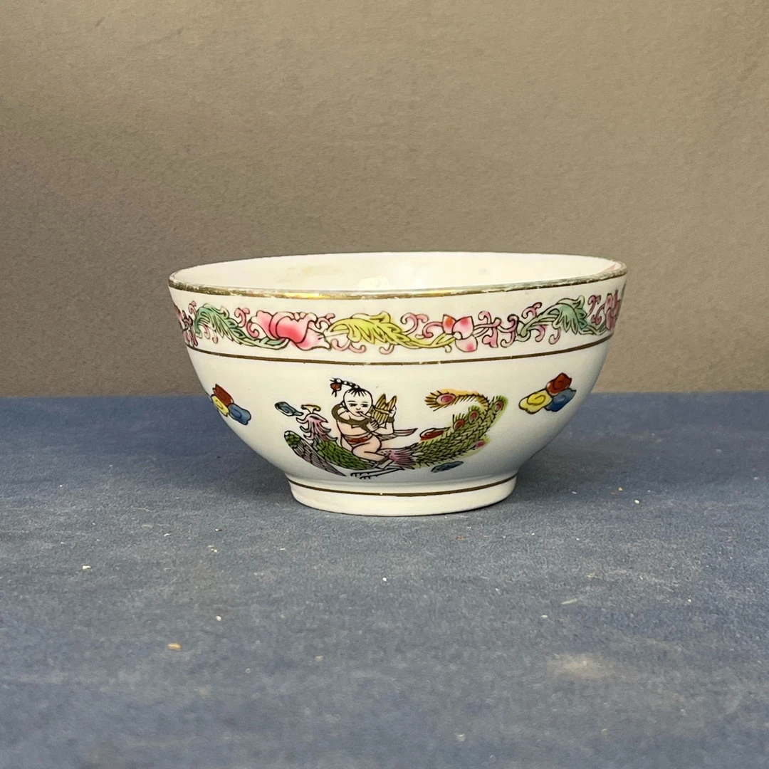 【微瑕慎拍】w20景德镇老厂瓷龙凤送子系列赏碗