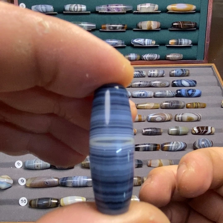 玛瑙/玉髓合金藏风蓝沁海浪花