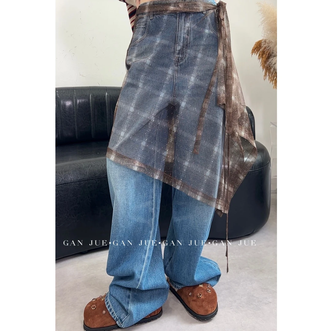 avvenn设计师品牌25春 可拆卸网纱腰封设计牛仔裤 ganjue买手店