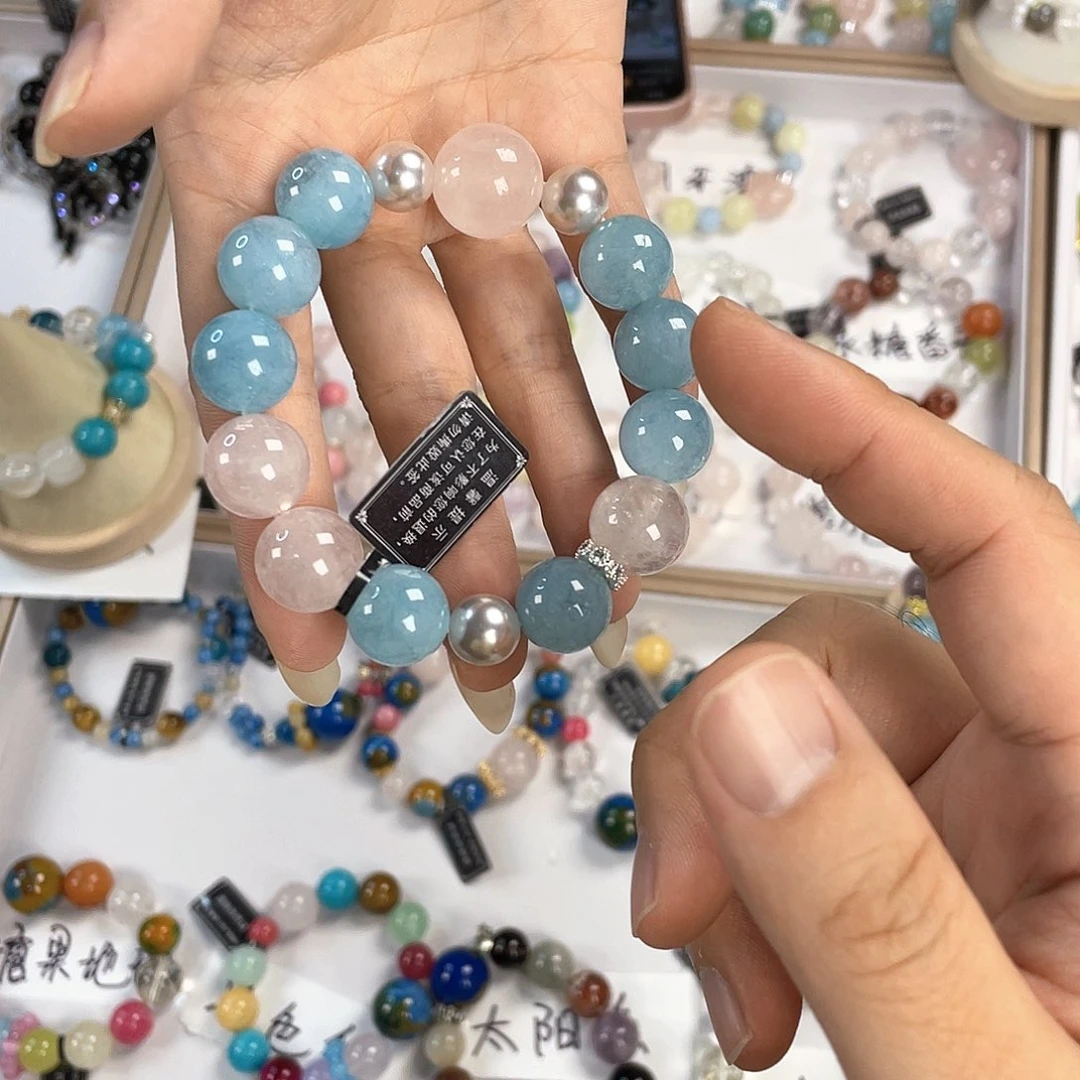 水晶手链银S925镀金镶嵌