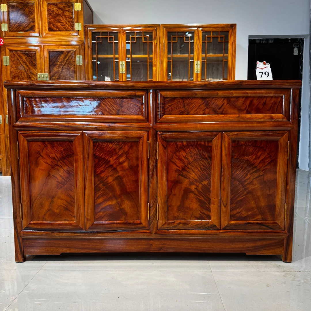 老料香樟木新中式实木餐边柜柜子衣柜客厅家具玄关柜古典茶叶柜