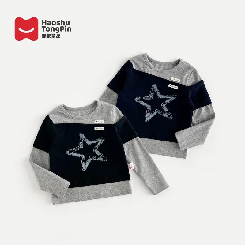 【现货】郝叔童品秋季新款2025女童洋气韩版网红假两件T恤潮HZ53133