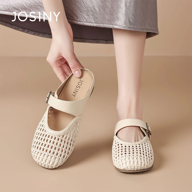 卓诗尼镂空一脚蹬拖鞋女2025夏新休闲百搭厚底软底通勤531A34362