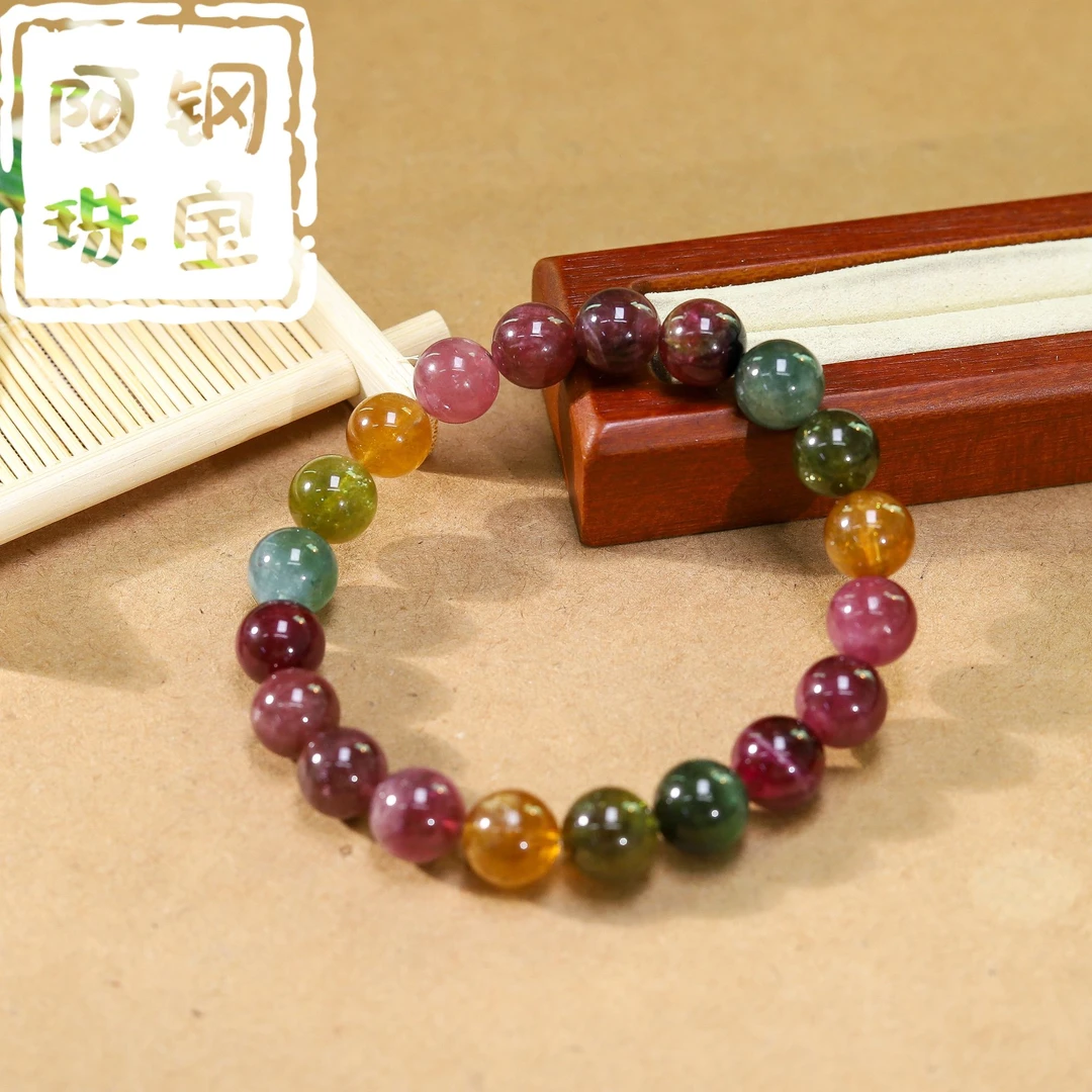 高品彩虹碧玺手串彩色宝石电气石-多样性发其一-BX166