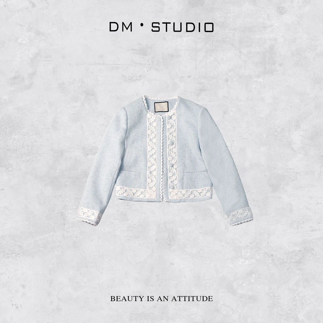 DEDM-DM•STUDIO/精致款小众气质绣花边小香风长袖外套（W250199）