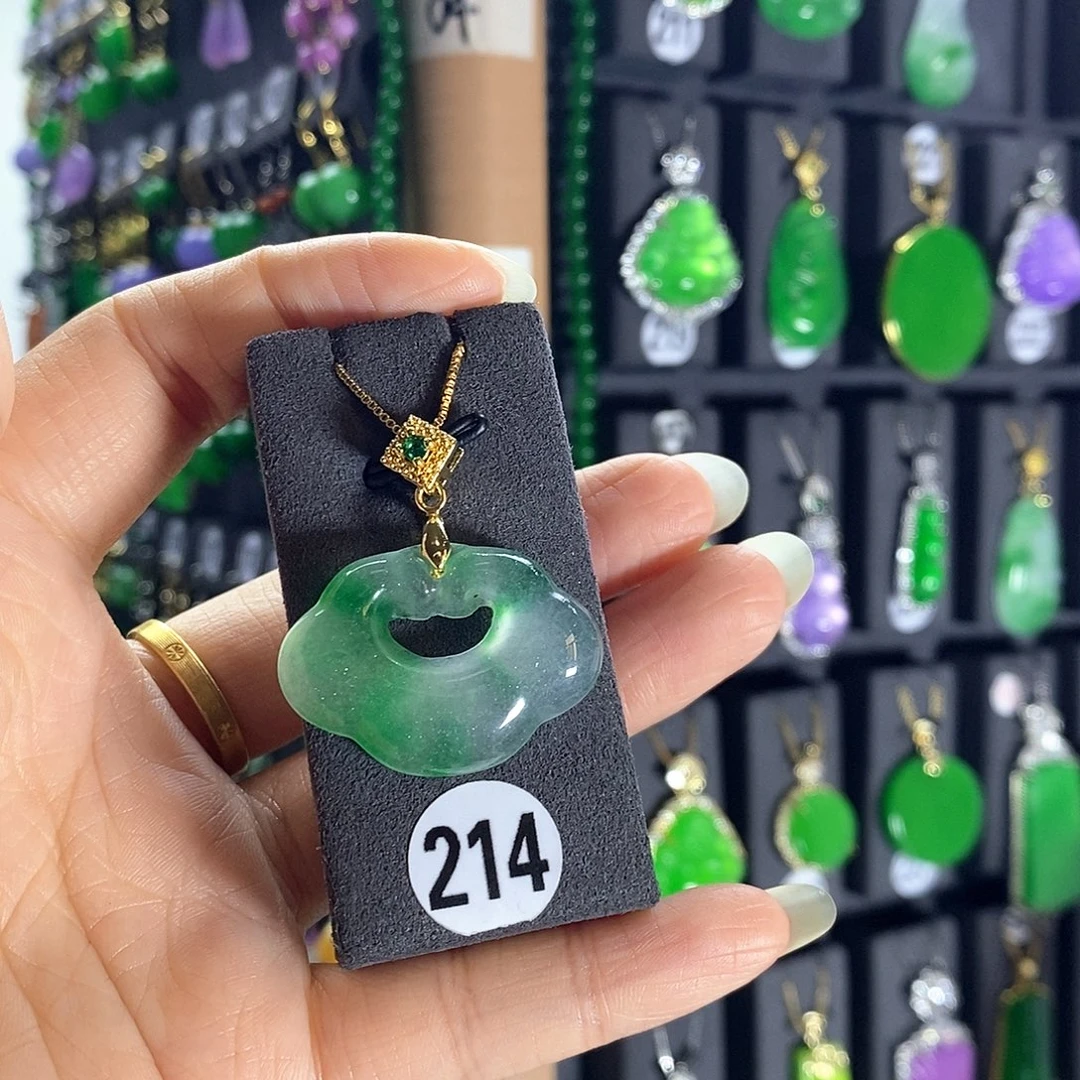 翡翠银S925镶嵌耳饰214