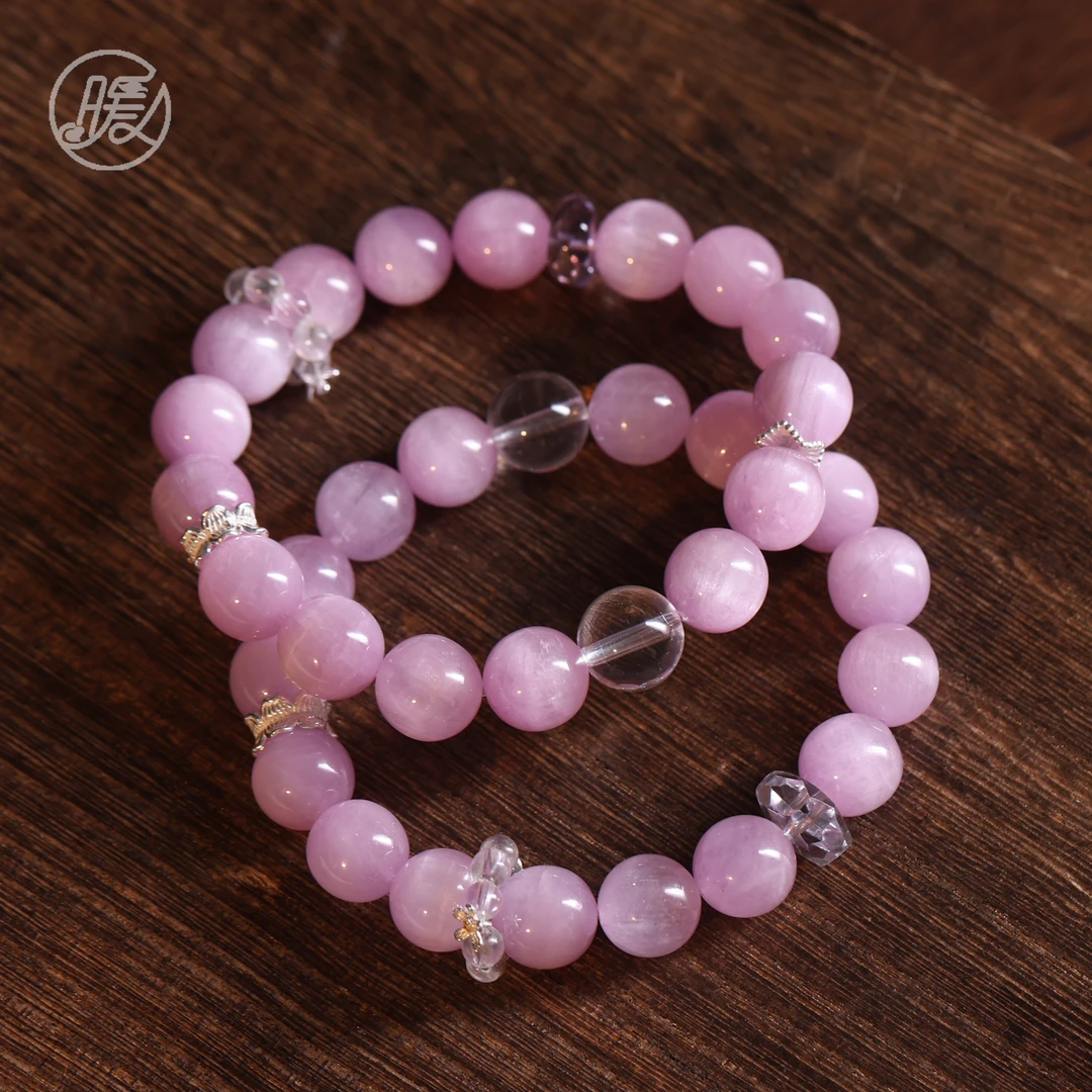 单圈紫锂辉手串搭配小花跑环切面水晶手链F5167多样性发一