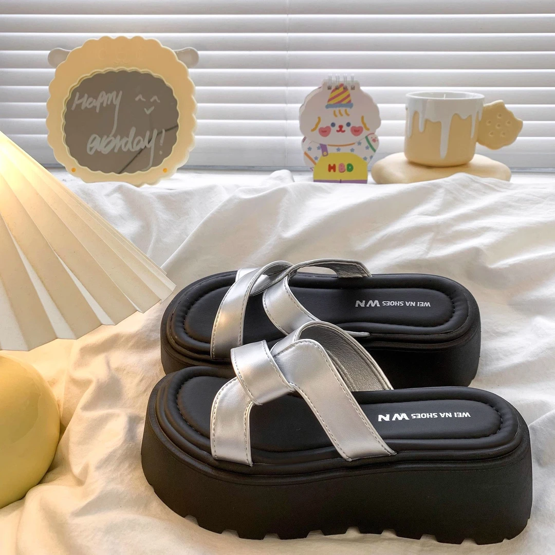 马克西姆时尚松糕厚底拖鞋女夏外2025夏季新款增高裙子高级沙滩鞋