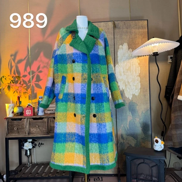 989绿色机车服加厚大衣
