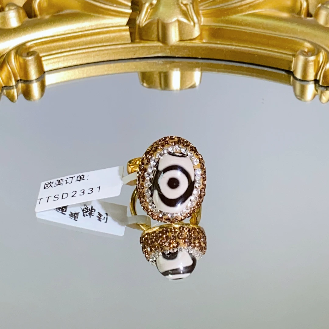 铜合金合成锆石戒指 TTSD 黑色时尚潮流百搭款戒指2331