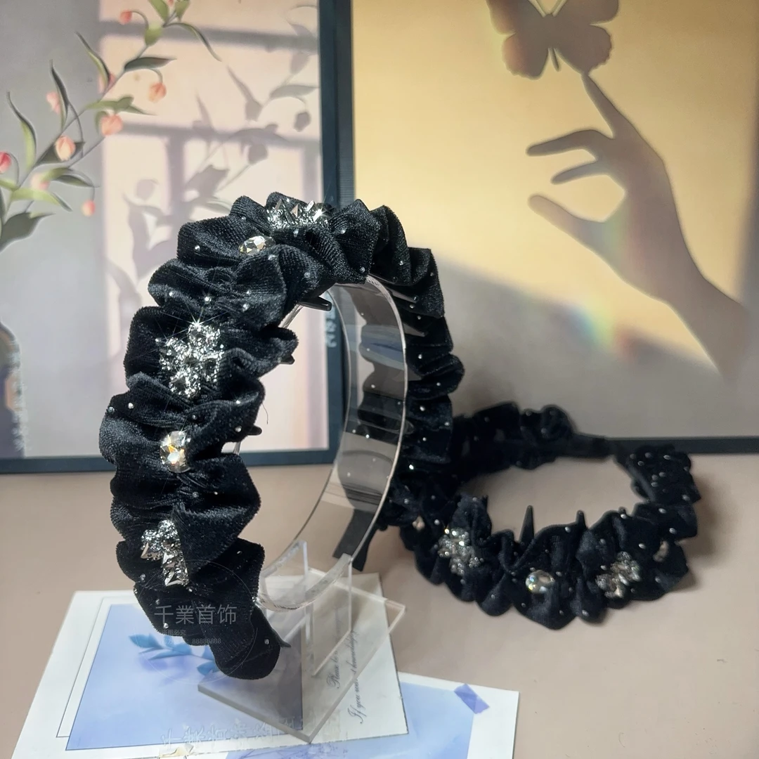 【星钻密语】新款高级感褶皱倒齿十字配件气质高颅顶百搭发箍T0988