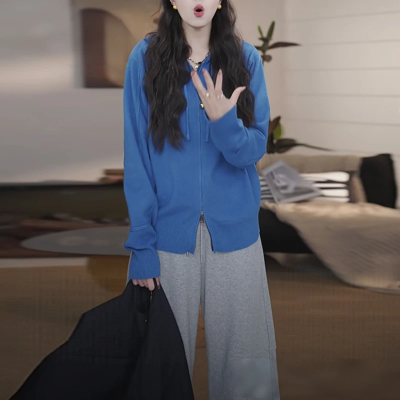 2025年早秋新款韩版时尚设计感连帽卫衣女宽松显瘦休闲裤两件套潮