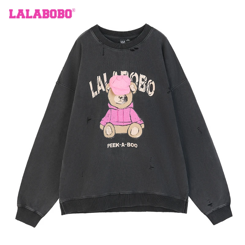 武汉春季新款小熊玩偶宽松时尚休闲圆领卫衣LBDC-WSDT28