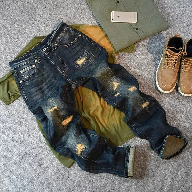 高端男装弹力修身直筒牛仔裤男装特价